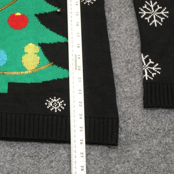 Holiday Time Christmas Tree Snowflake Ugly Christmas Sweater Black L/G - Picture 5 of 7